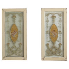 19th Century French Stained Glass Panels, Antique Architectural Art