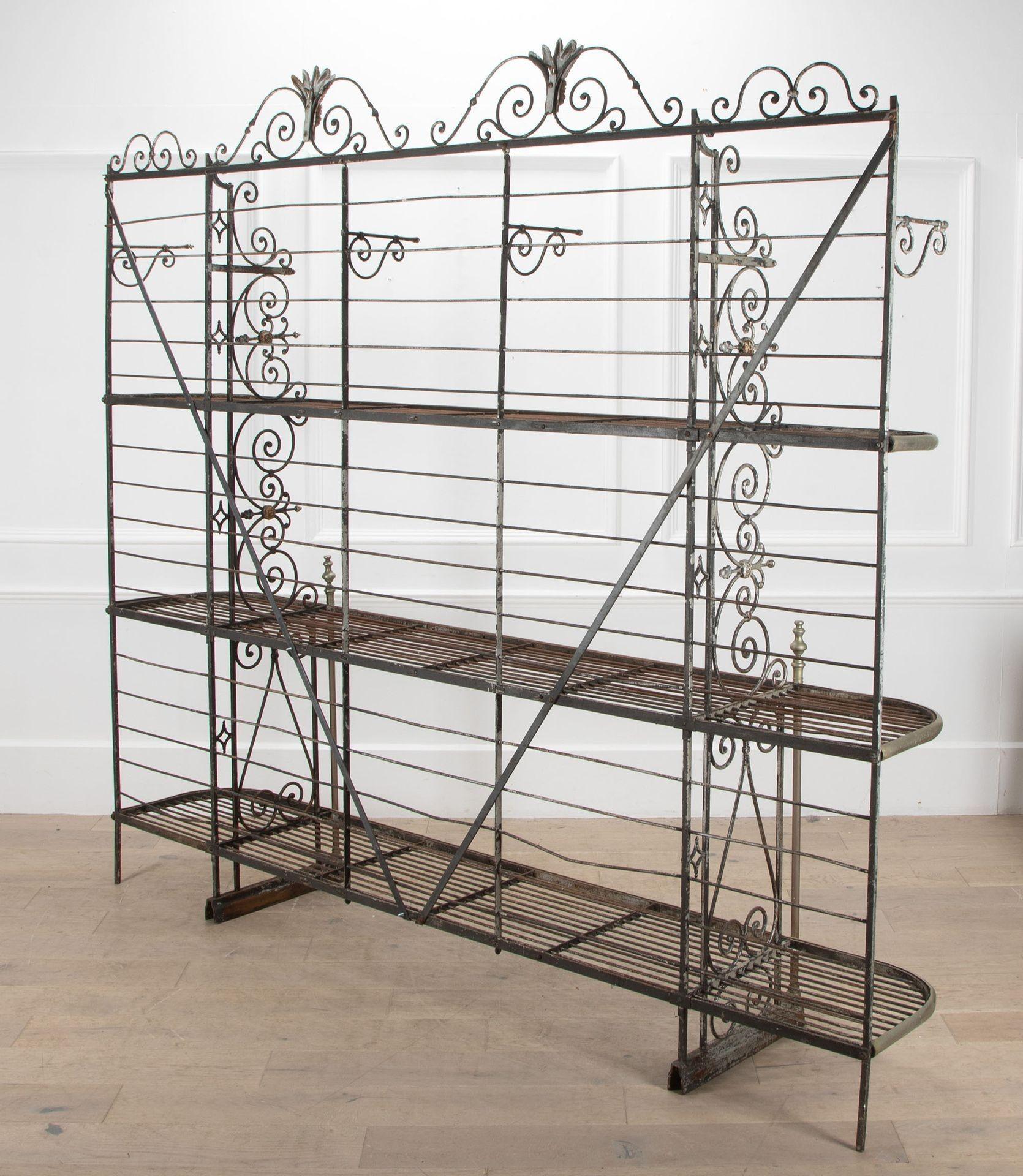 French Provincial 19th Century French Steel and Brass Bakers Shelves For Sale