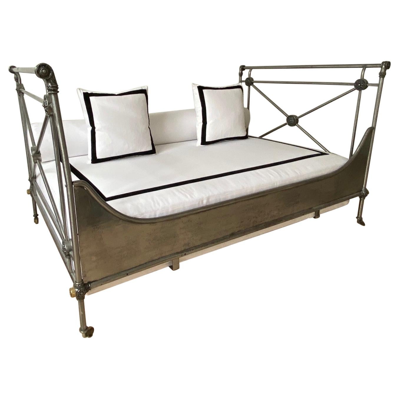 19th Century French Steel and Ormolu Campaign Day Bed