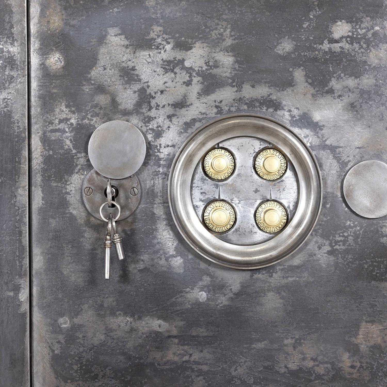 19th Century French Steel, Iron and Wood Safe with All Keys and Working Combinat 4