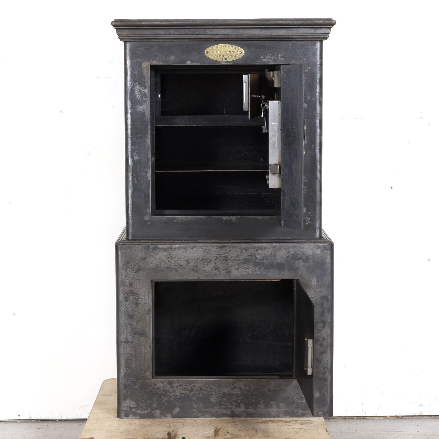 19th Century French Steel, Iron and Wood Safe with All Keys and Working Combinat 5