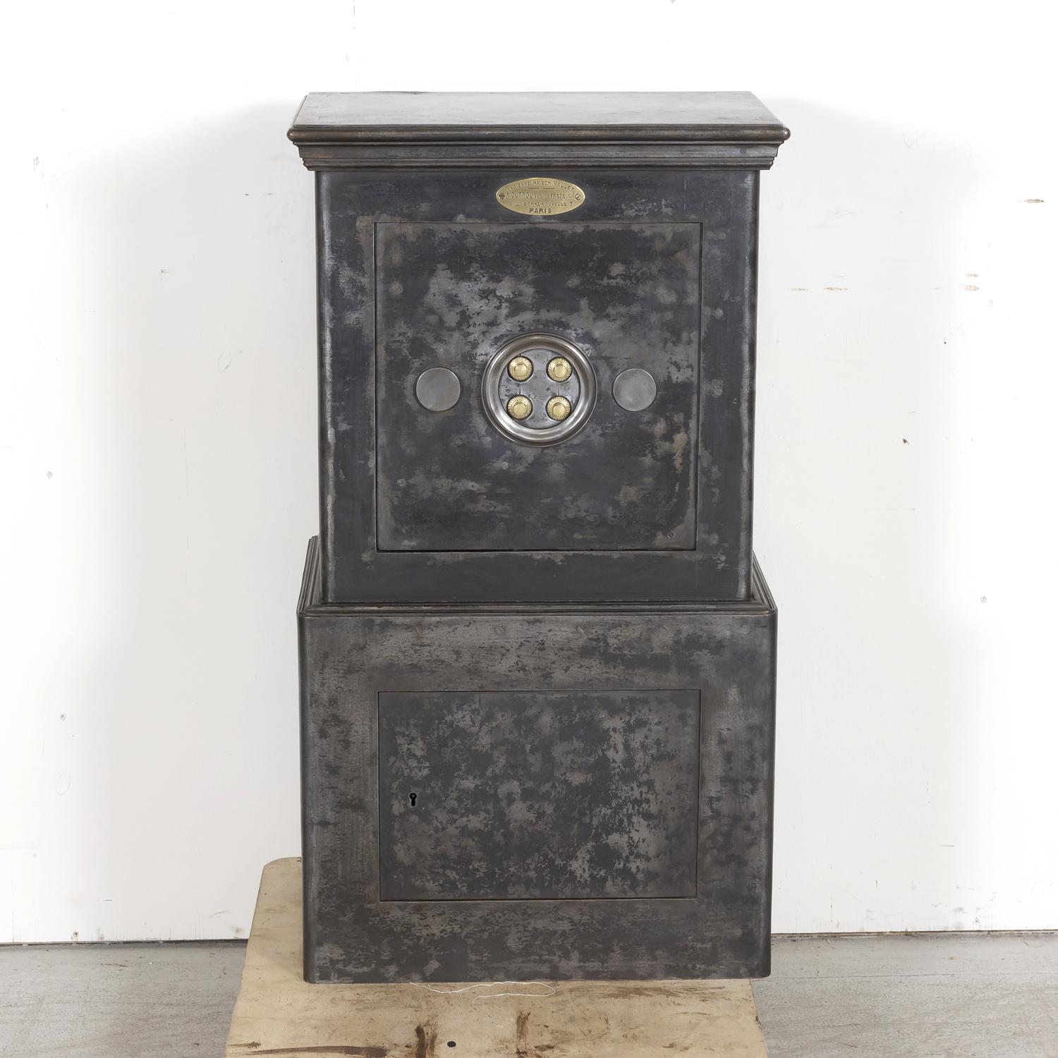 A superb 19th century French safe, with a secret combination, was manufactured of iron, steel, and wood in Paris by Ancienne Maison Vallet for A. Dutrou suc de Frété & Cie, circa 1870s. Fully functional, its very clever locking mechanism opens with
