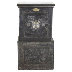 Used 19th Century French Steel, Iron and Wood Safe with All Keys and Working Combinat