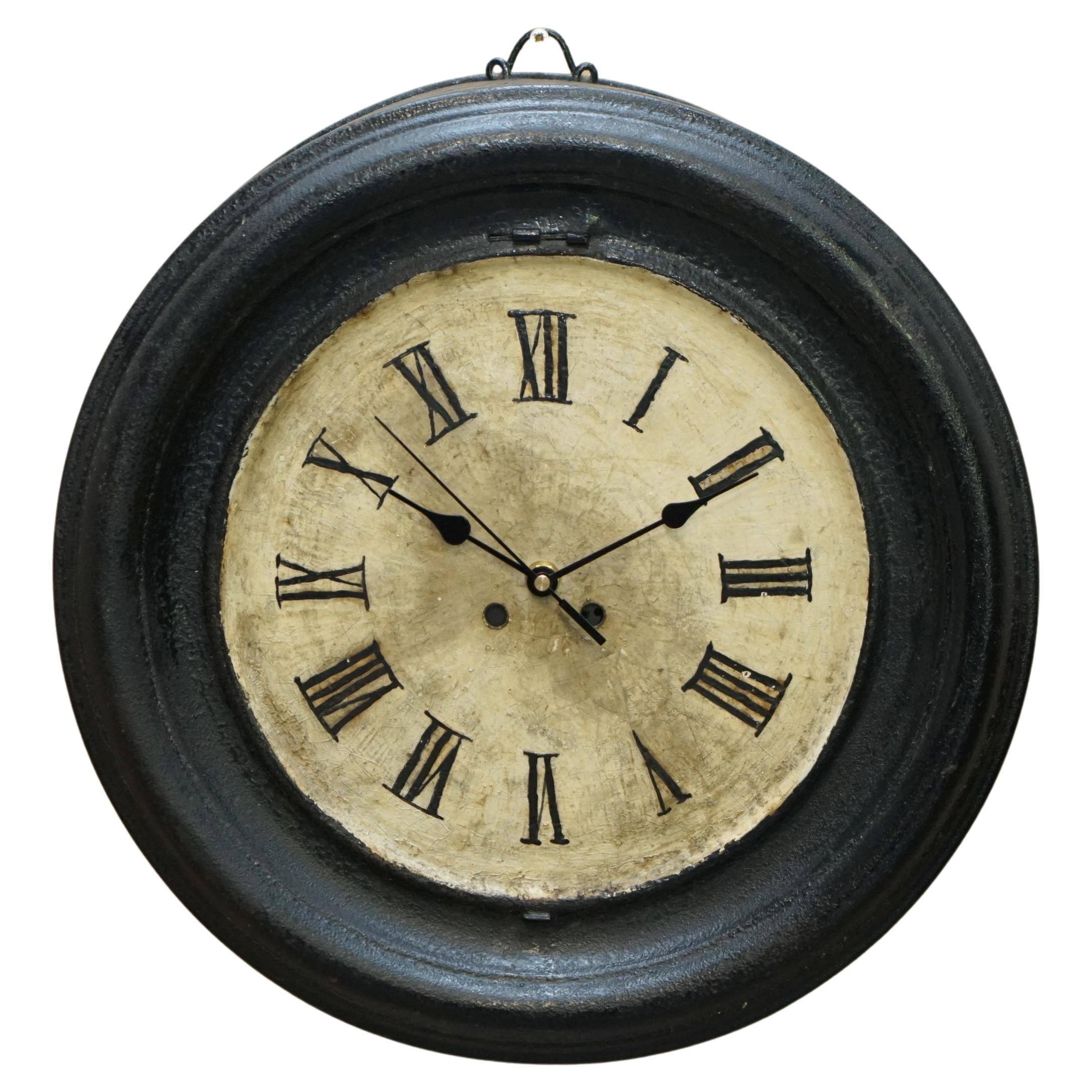 19TH CENTURY FRENCH STEEL WALL CLOCK WiTH NEW MOVEMENT AND ROMAN NUMERALS
