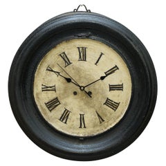 Antique 19TH CENTURY FRENCH STEEL WALL CLOCK WiTH NEW MOVEMENT AND ROMAN NUMERALS