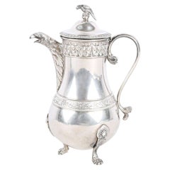 19th Century French Sterling Silve Coffee or Tea Pot Decorated With Eagle's Head