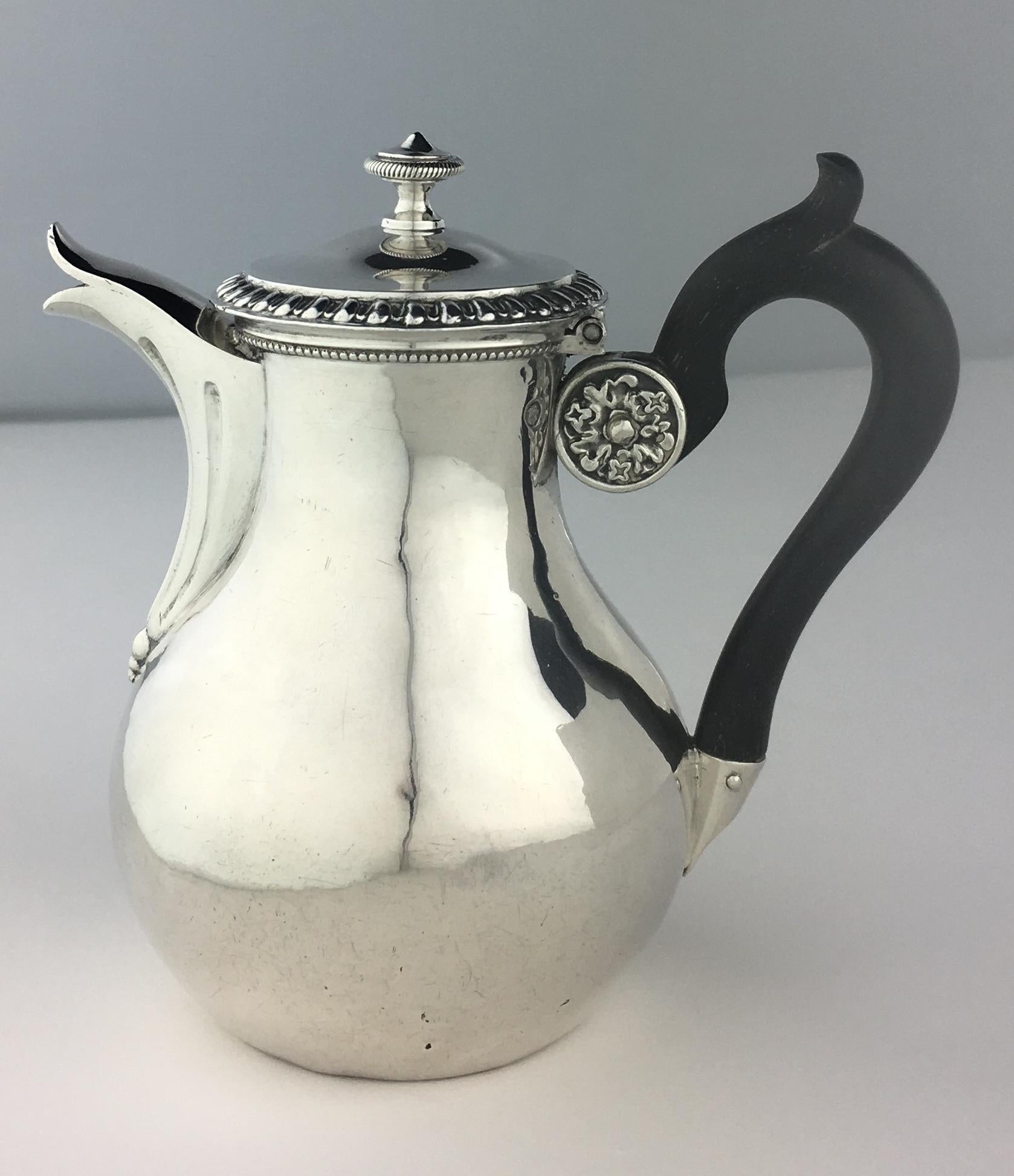 Maitre Fauvre 19th Century French Sterling Silver Chocolate, Tea or Coffee Pot In Good Condition In Miami, FL