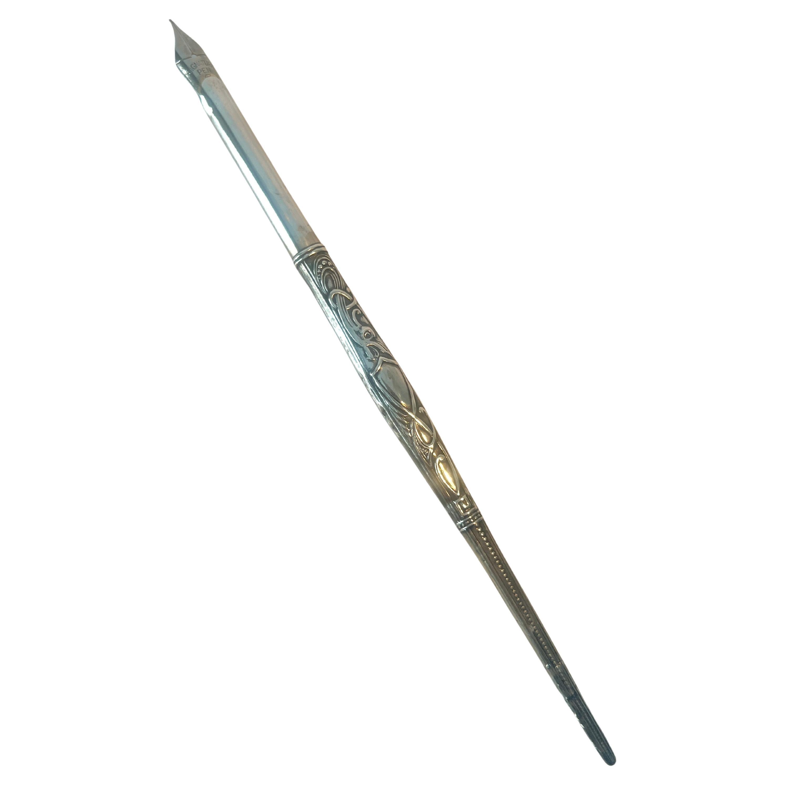 Penna stilografica francese Repoussé del XIX secolo