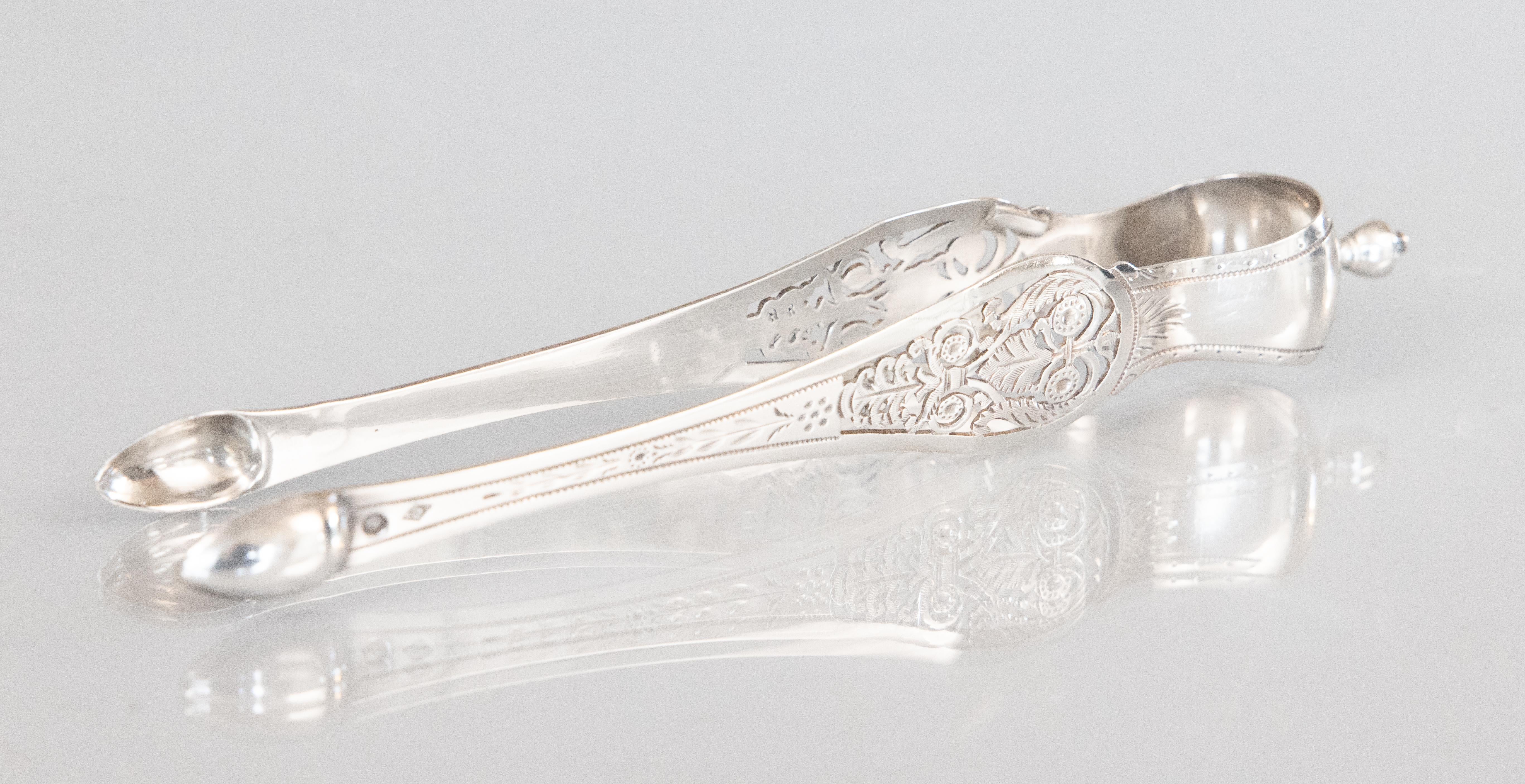 19th Century French Sterling Silver Sugar Tongs by Antoine-Adrien Vautrin, Paris Plata esterlina en venta