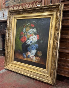 19. Jahrhundert Französisch Stillleben Blumengemälde in geschnitzten Giltwood Rahmen