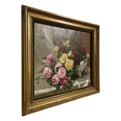 Antique French Still Life Oil on Canvas, Gilded Frame, Circa 1870