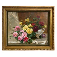 19th Century French Still Life Oil on Canvas Painting by Dominique Hubert Rozier