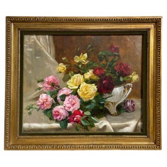 Antique 19th Century French Still Life Oil on Canvas Painting by Dominique Hubert Rozier