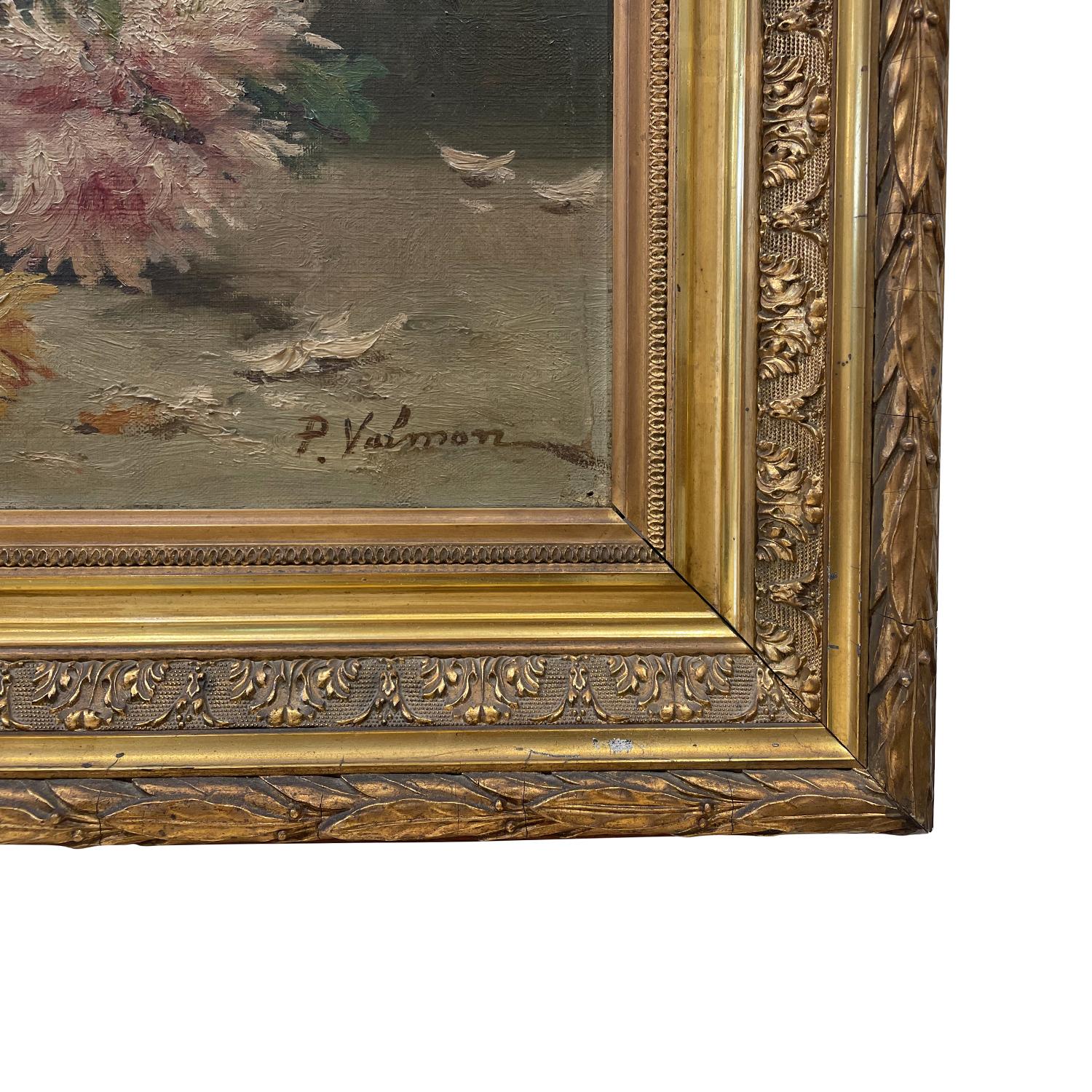 Canvas 19th Century French Still Life Oil Painting of Flowers by Eugène Henri Cauchois For Sale