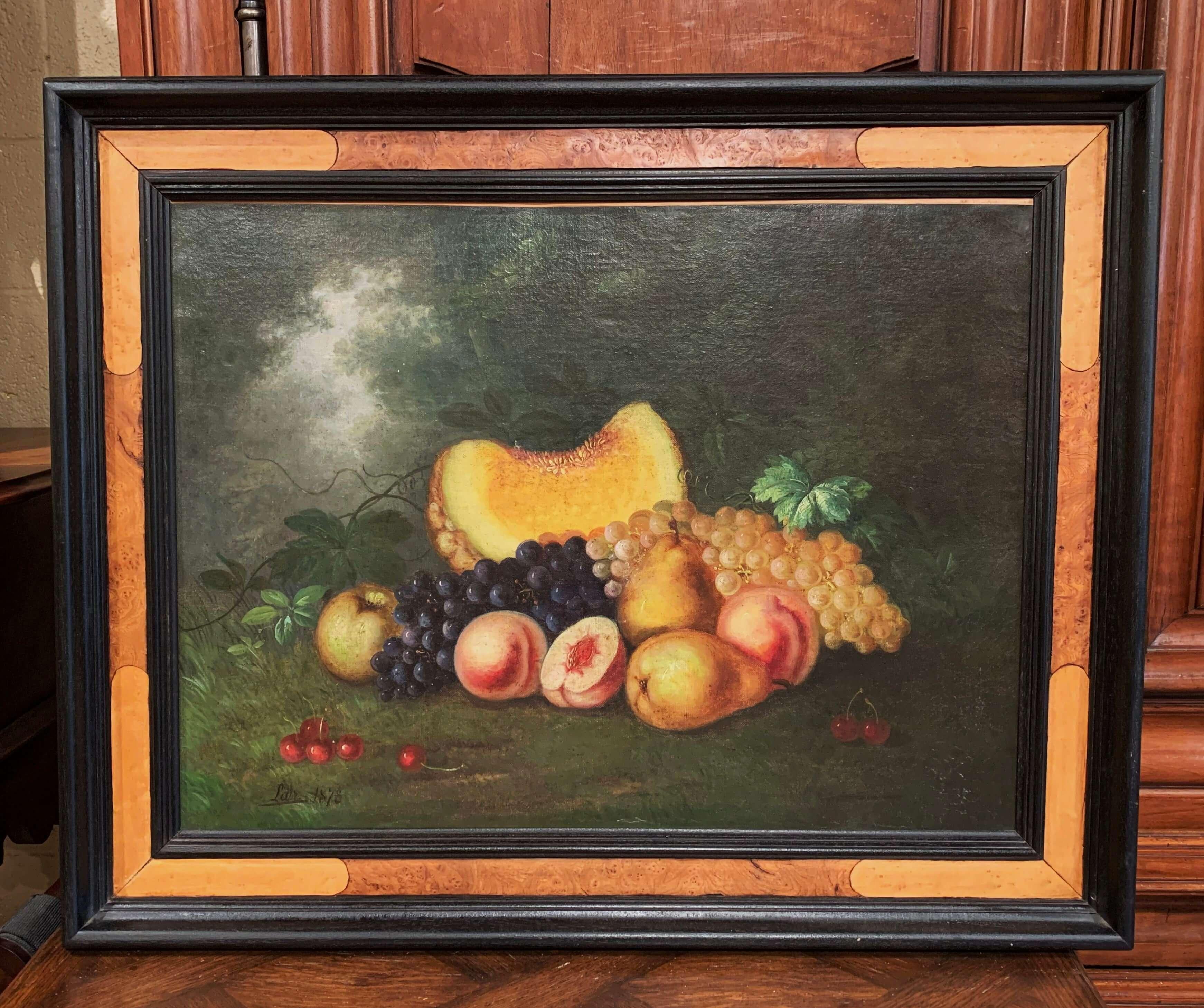 19th Century French Still Life Oil Painting on Canvas Signed and Dated 1878 In Excellent Condition For Sale In Dallas, TX