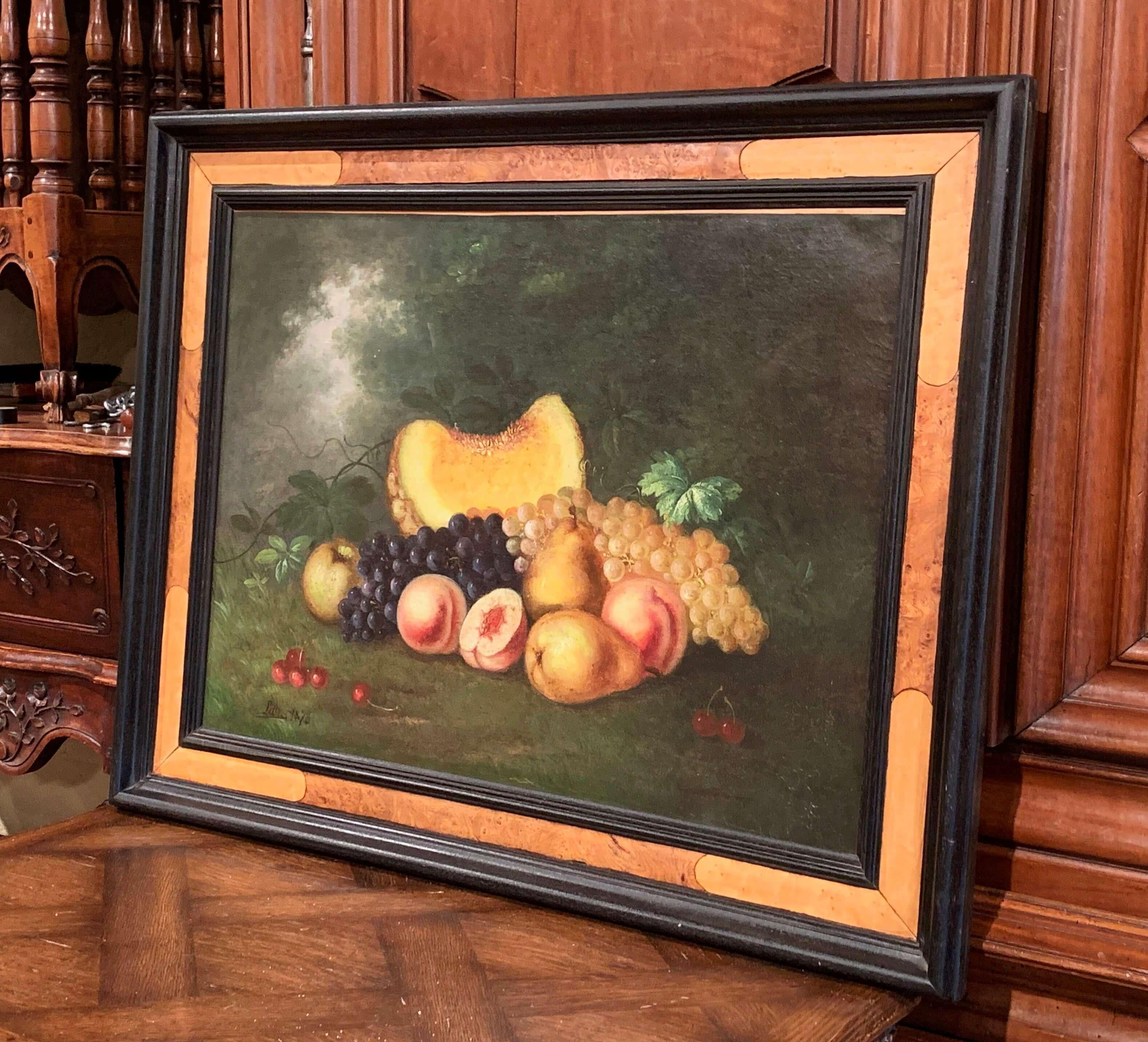19th Century French Still Life Oil Painting on Canvas Signed and Dated 1878 For Sale 2