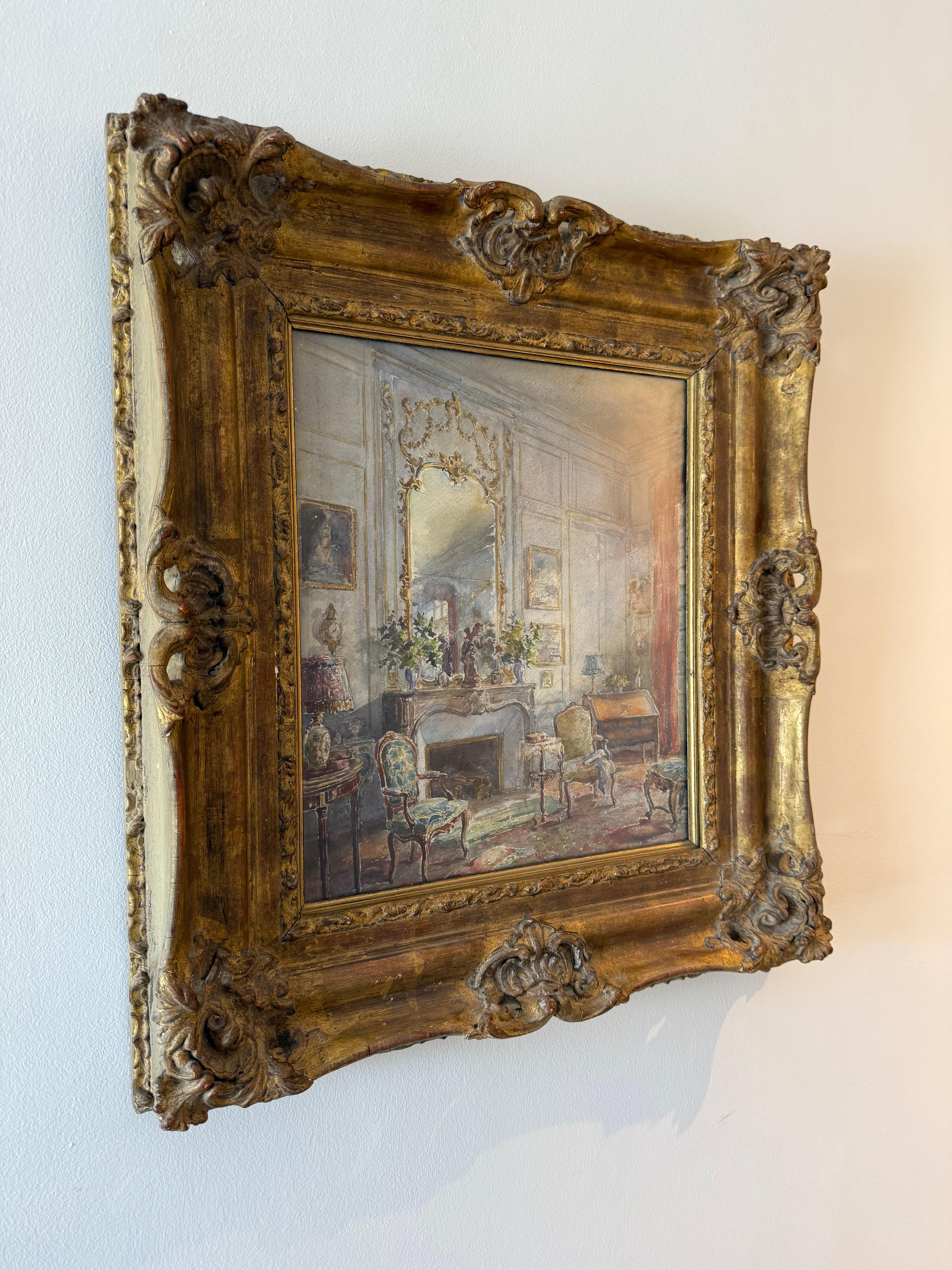 Français Nature morte française du 19e siècle Aquarelle en vente