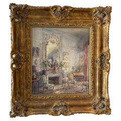 Nature morte française du 19e siècle Aquarelle