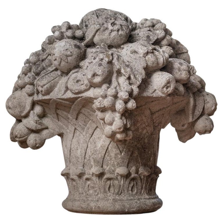 19th c. French Stone Basket of Fruit For Sale at 1stDibs