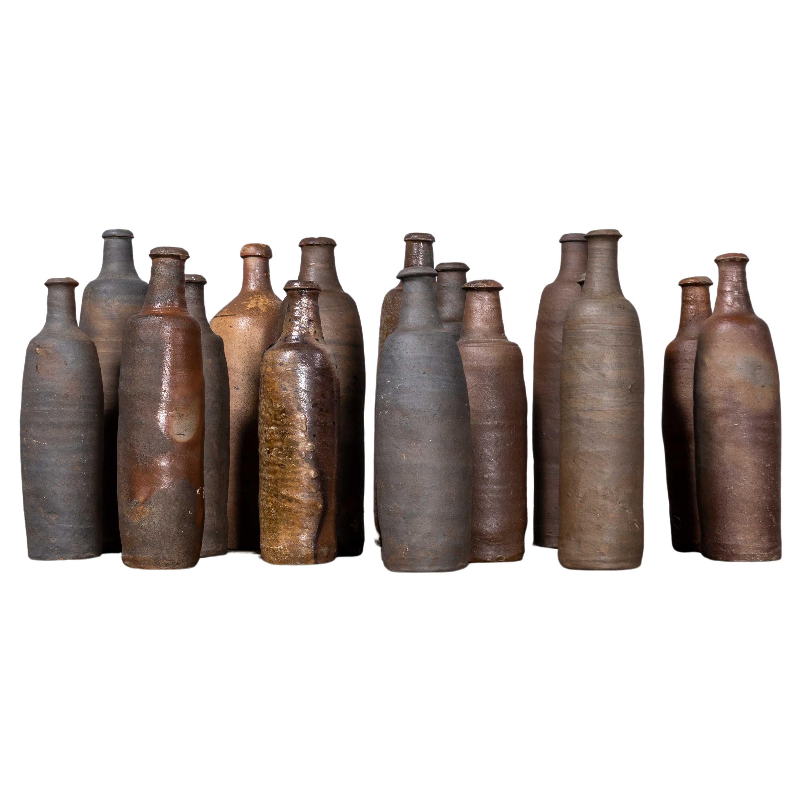 19th Century French Stoneware Bottles For Sale