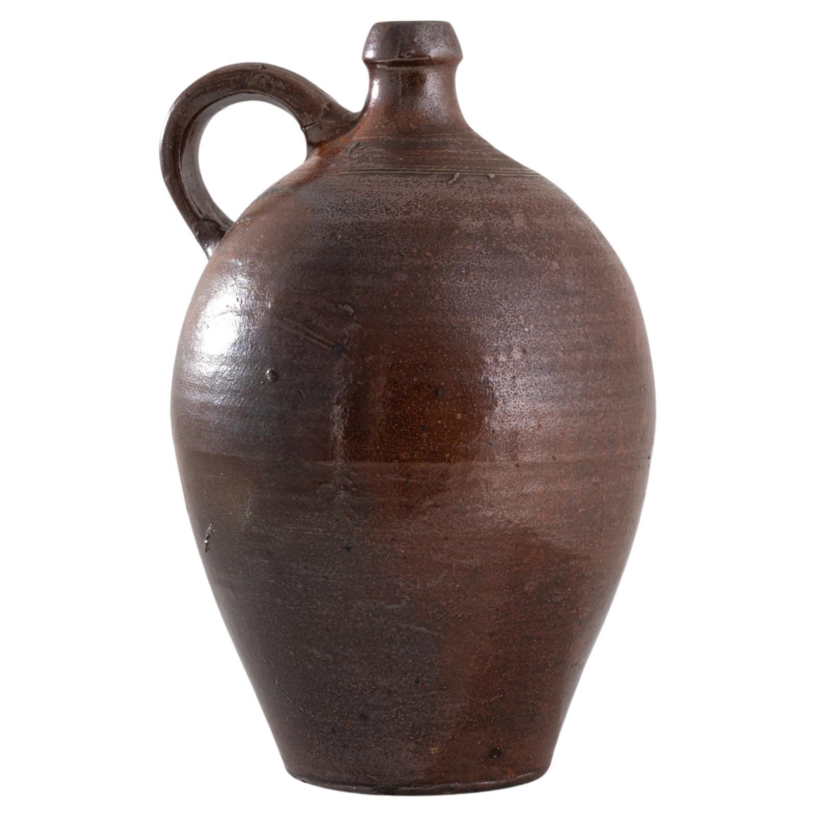 19th Century French Stoneware Flagon For Sale
