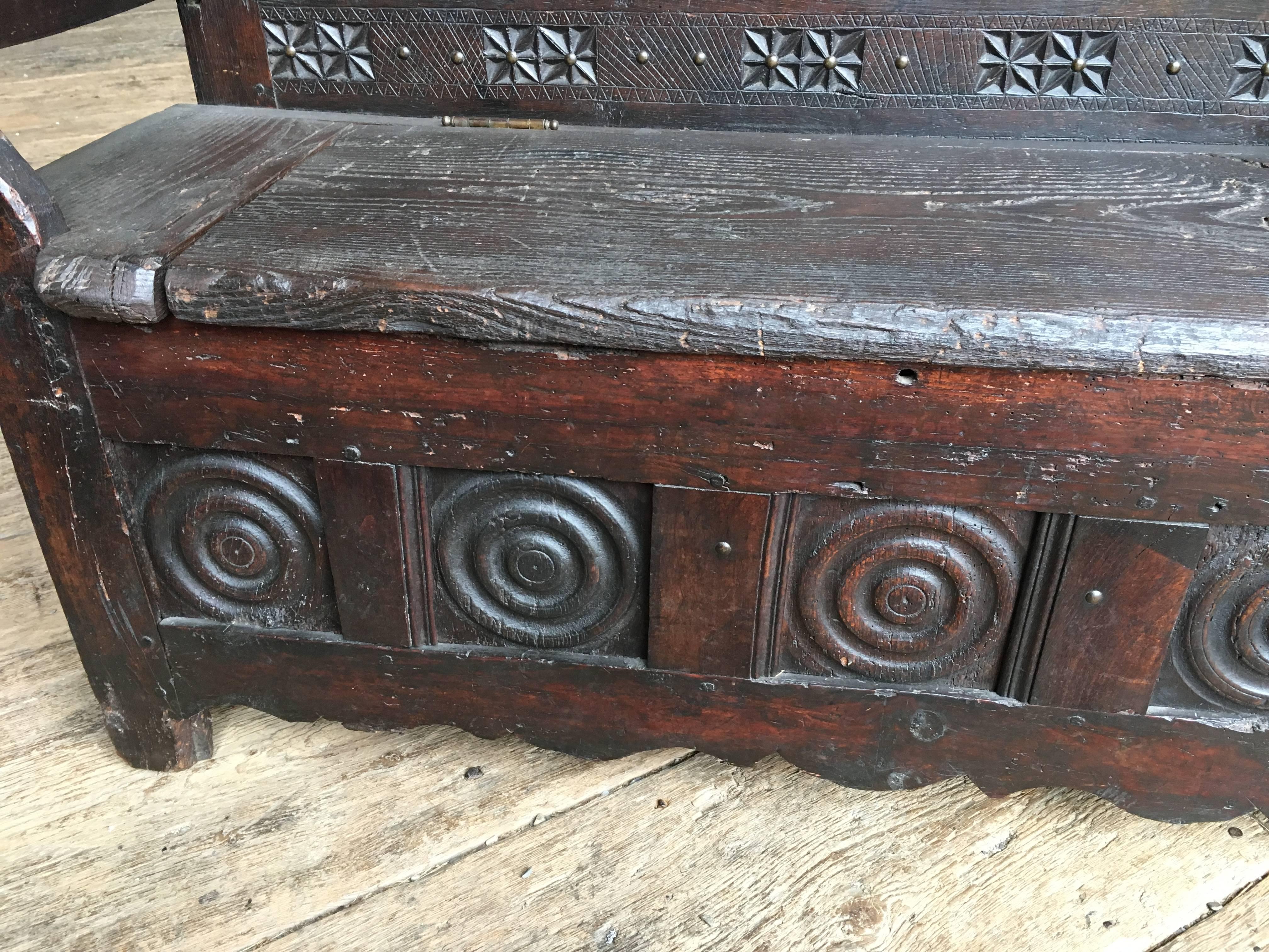 Carved 19th Century French Storage Bench