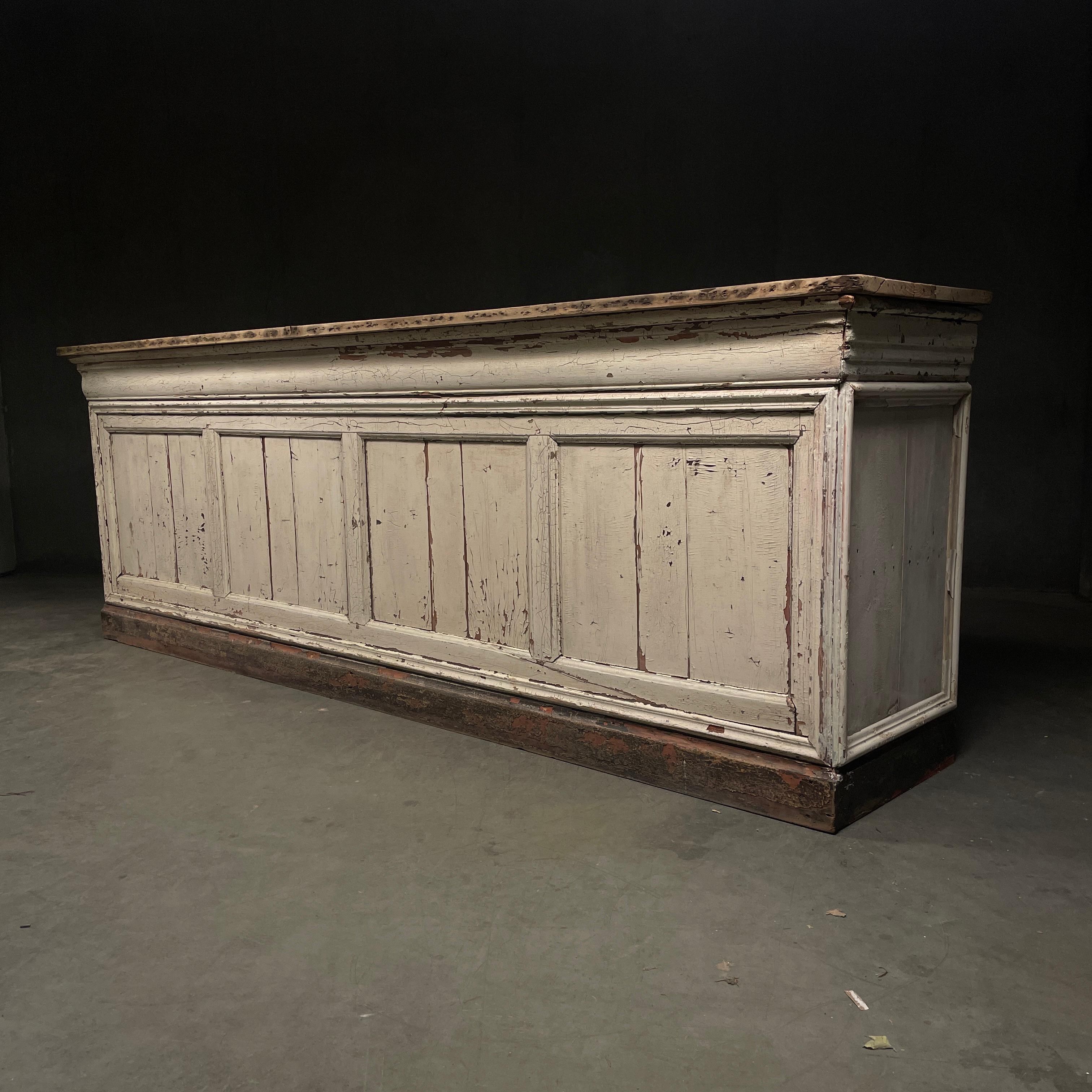 Elm 19th Century French Store Counter  Bar 