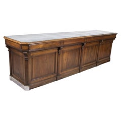 Antique 19th Century French Store or Reception Counter in Walnut with Zinc Top