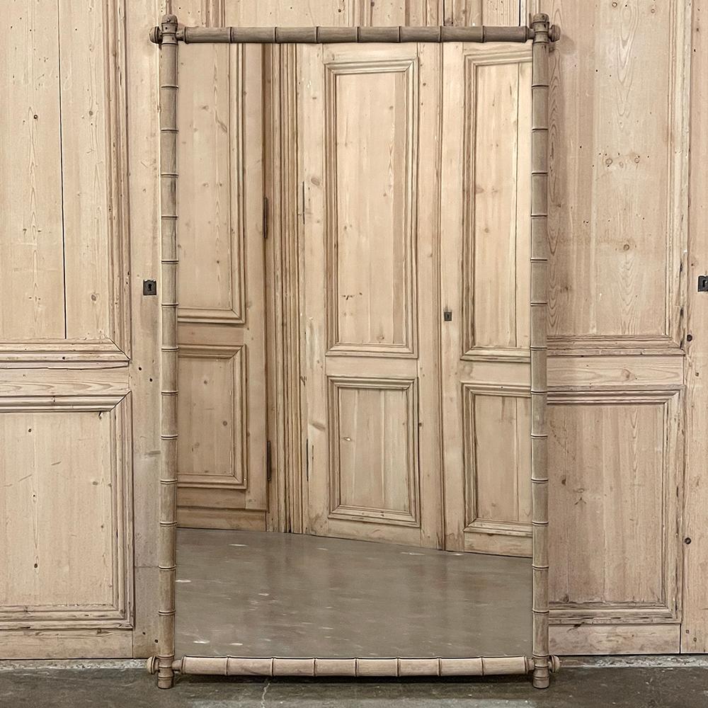 Hand-Crafted 19th Century French Stripped Faux Bamboo Mirror For Sale