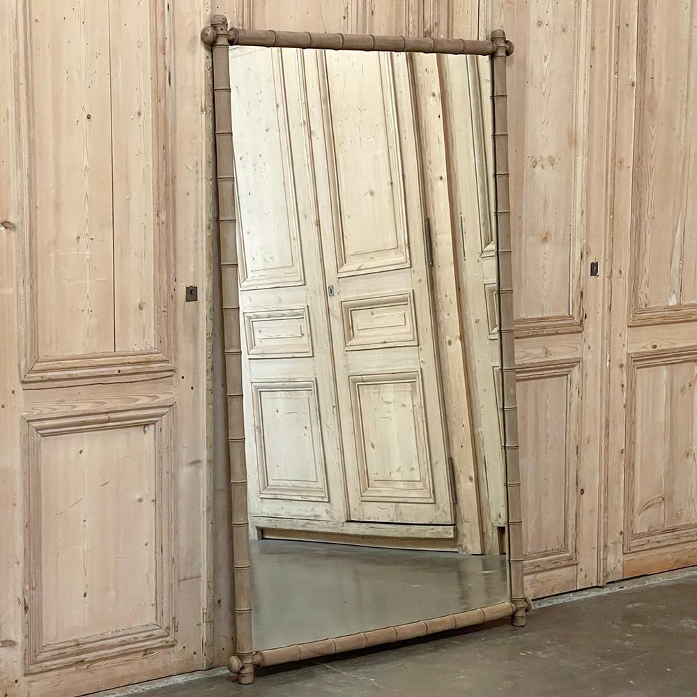 19th Century French Stripped Faux Bamboo Mirror In Good Condition For Sale In Dallas, TX
