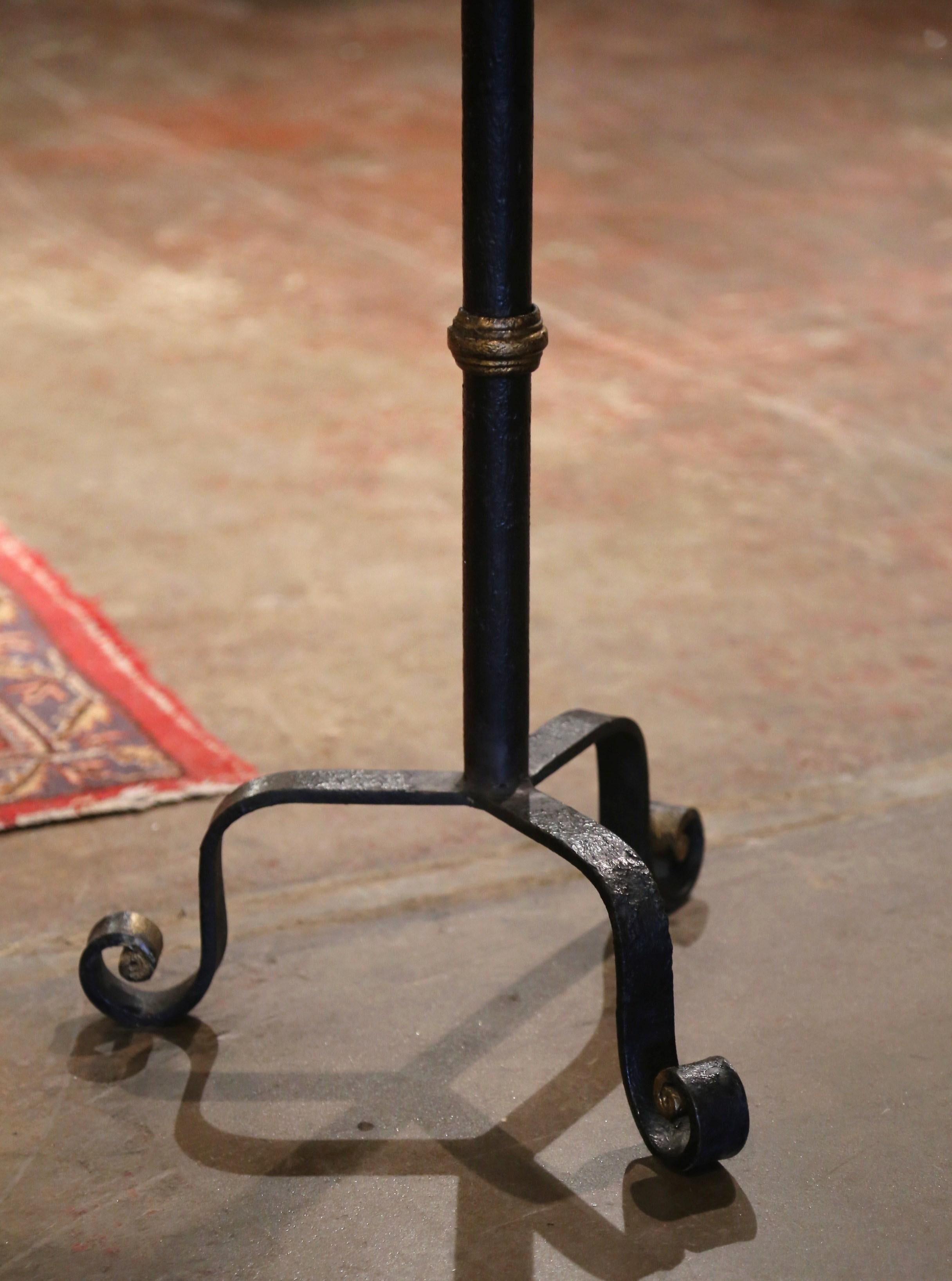 Forged 19th Century French Style Painted and Gilt Iron Pedestal Martini Side Table For Sale