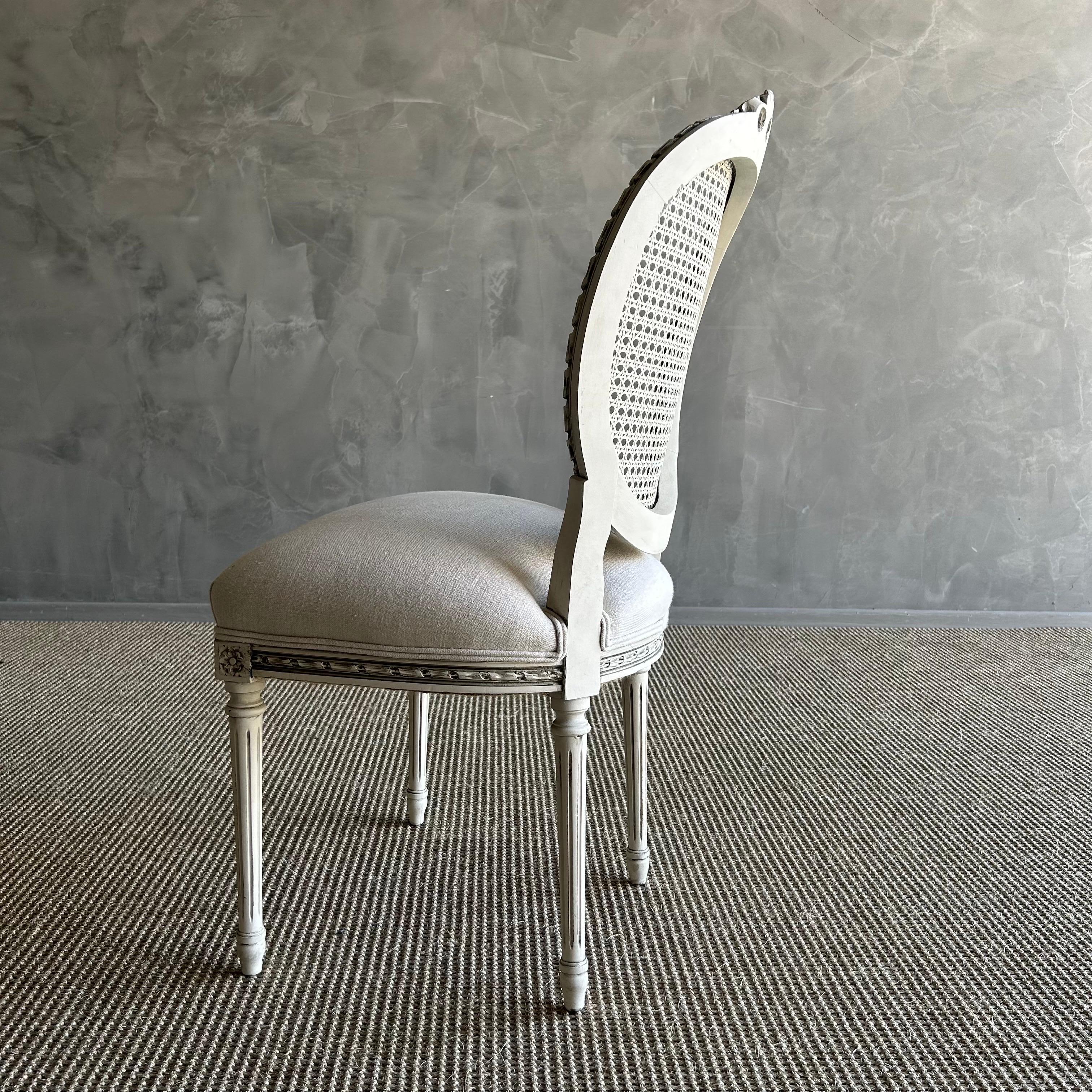 19th Century French Style Painted Cane and Upholstered Vanity or Side Chair 6