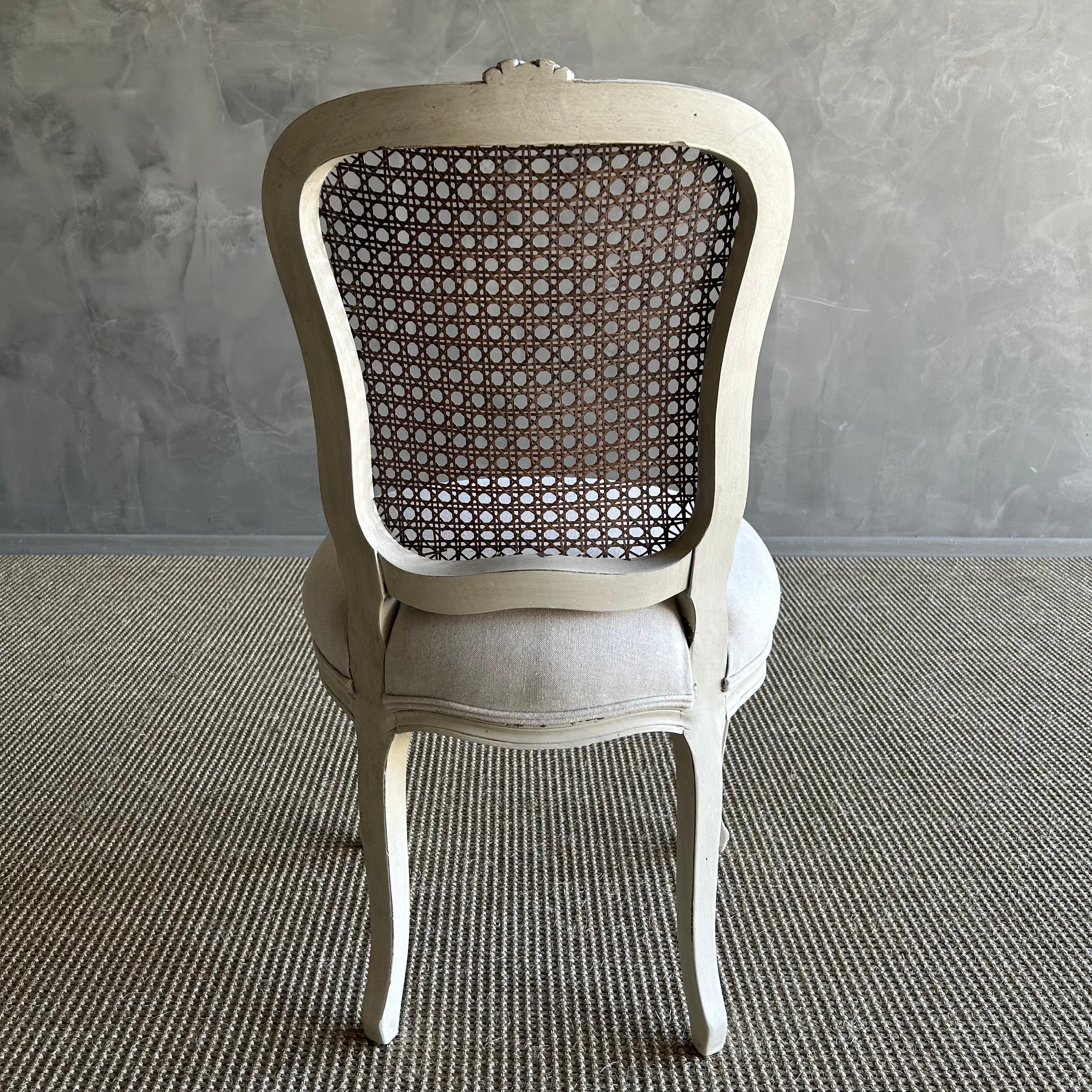19th Century French Style Painted Cane and Upholstered Vanity or Side Chair For Sale 7