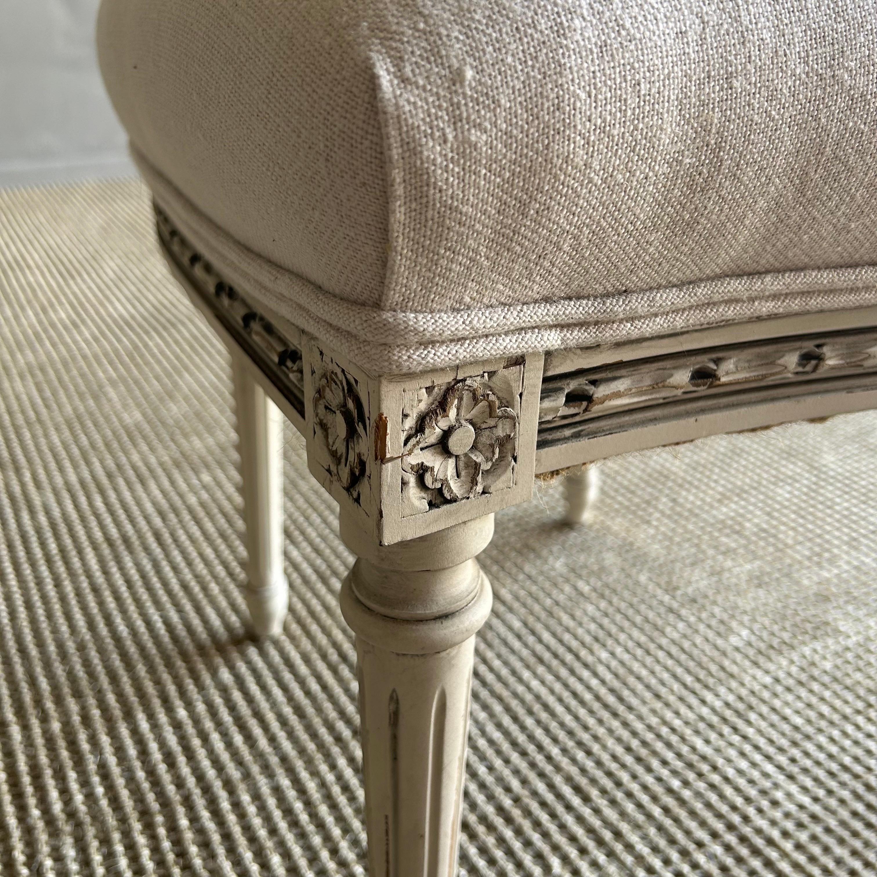 19th Century French Style Painted Cane and Upholstered Vanity or Side Chair 1