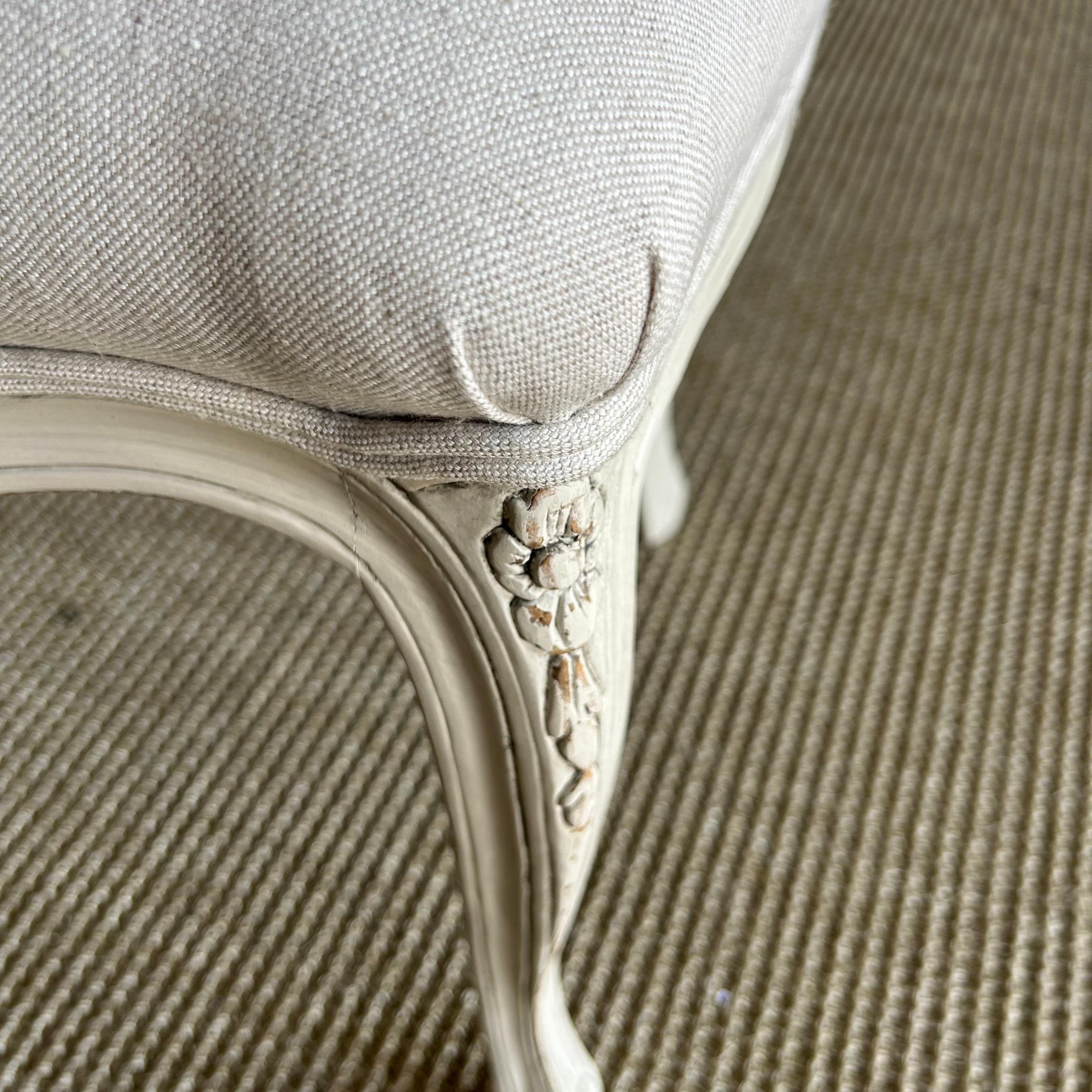19th Century French Style Painted Cane and Upholstered Vanity or Side Chair For Sale 2