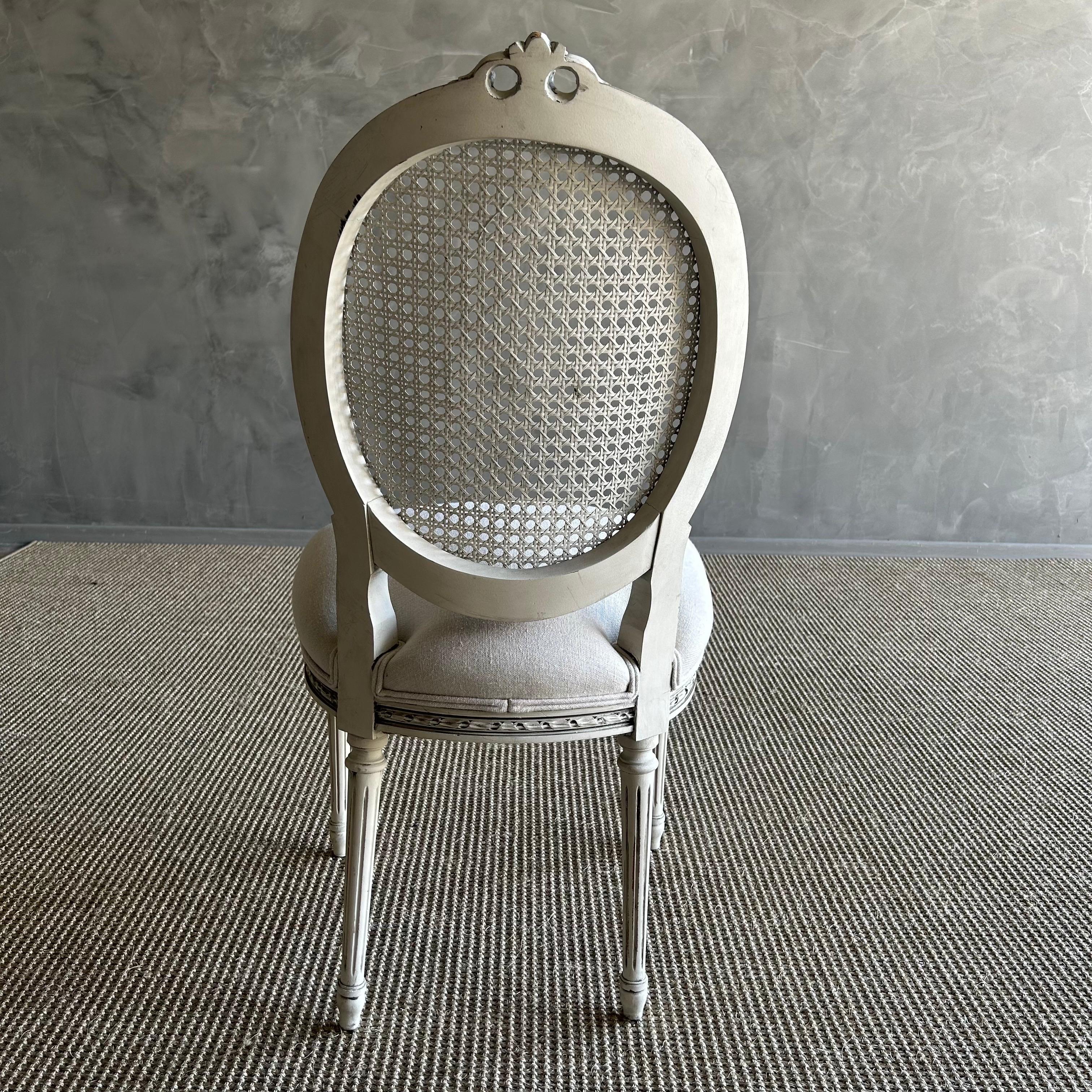 19th Century French Style Painted Cane and Upholstered Vanity or Side Chair 5