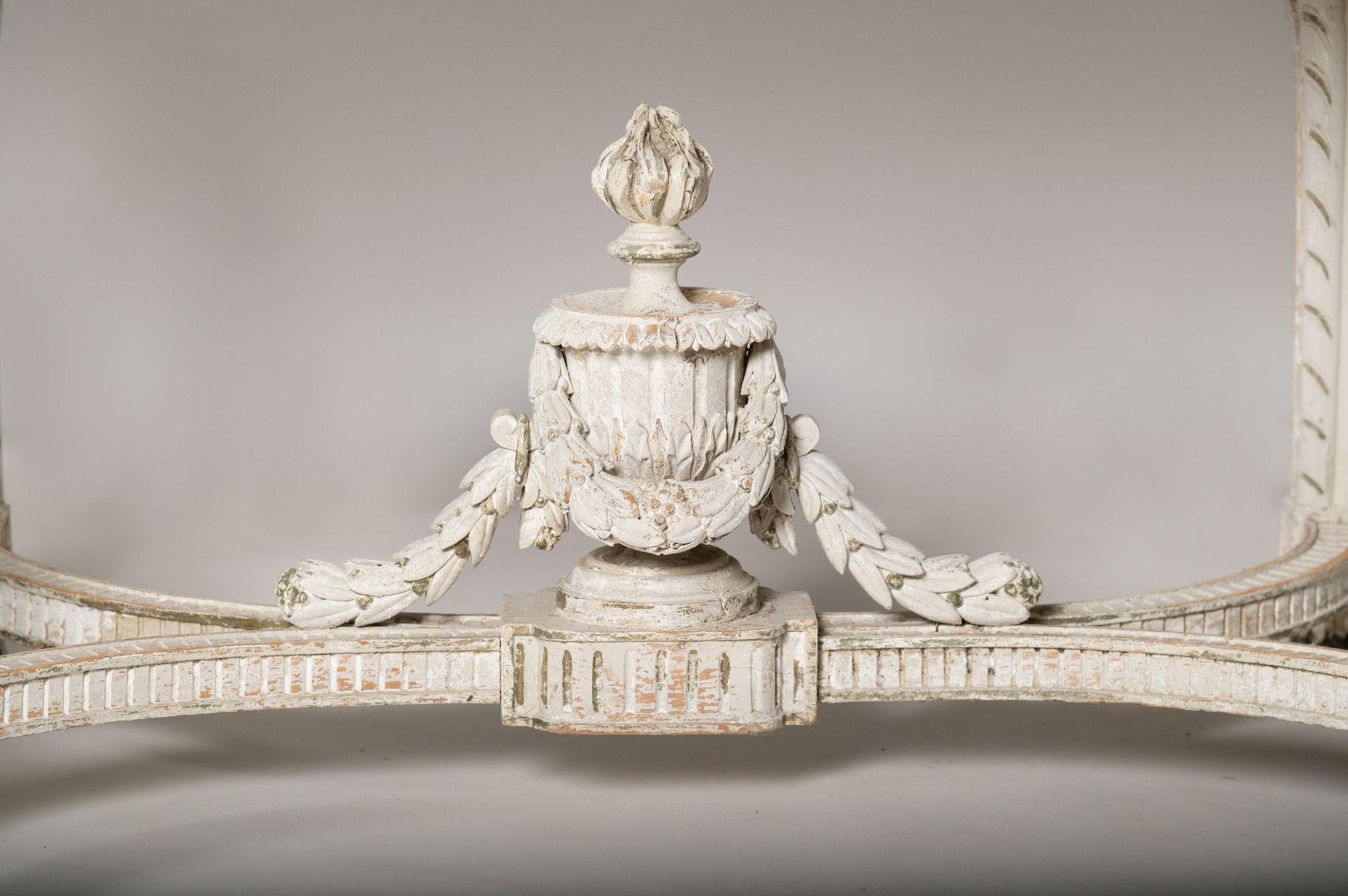 19th Century French table, wonderful carving on all four sides, standing on hoof feet, original thick marble top, light nibbles to the edges of the marble, no cracks, very light wear to the marble as to be expected, nothing that detracts. Fine