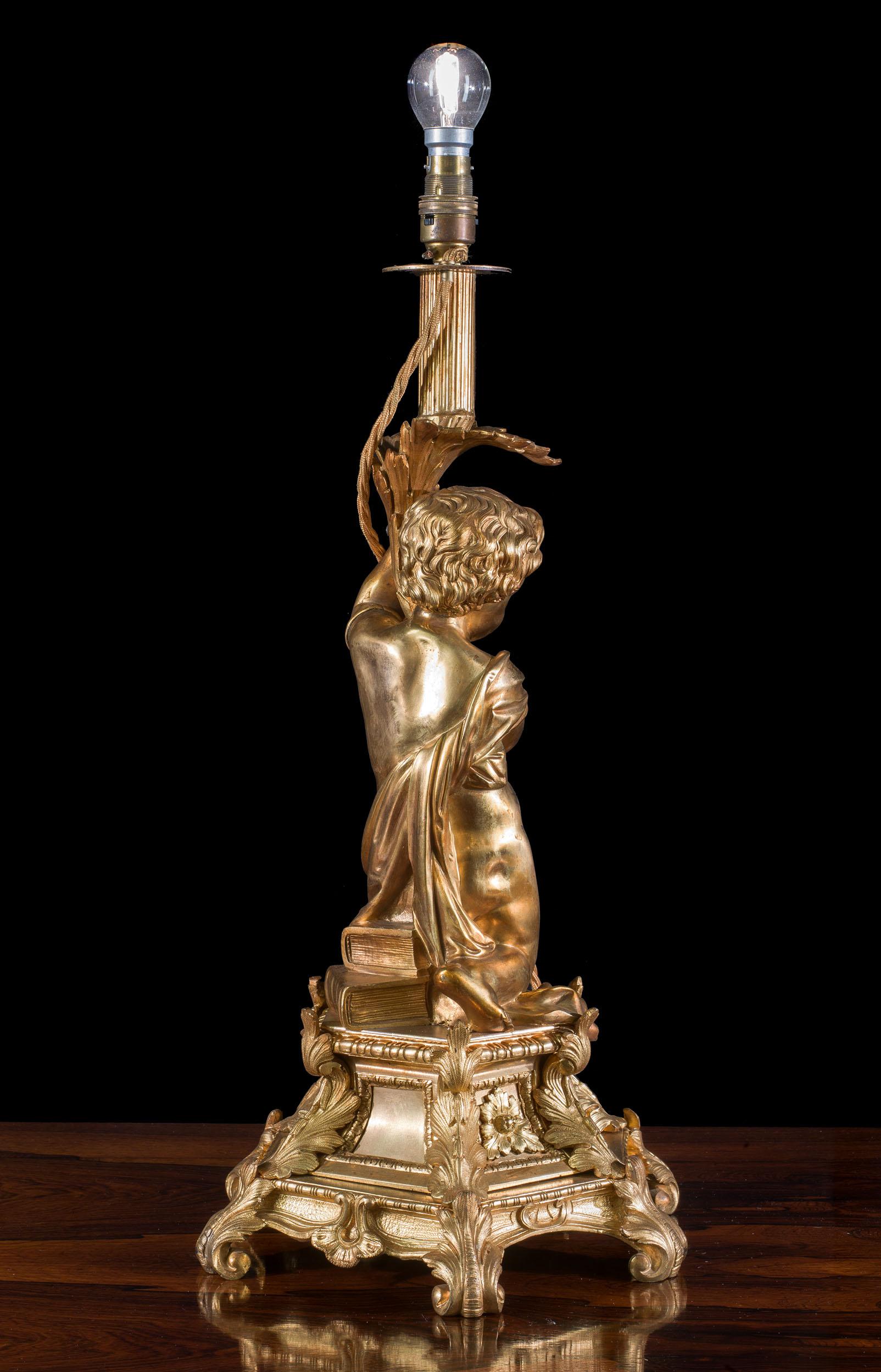 Lámpara de Sobremesa Francesa del Siglo XIX en Ormolu Rococó en venta