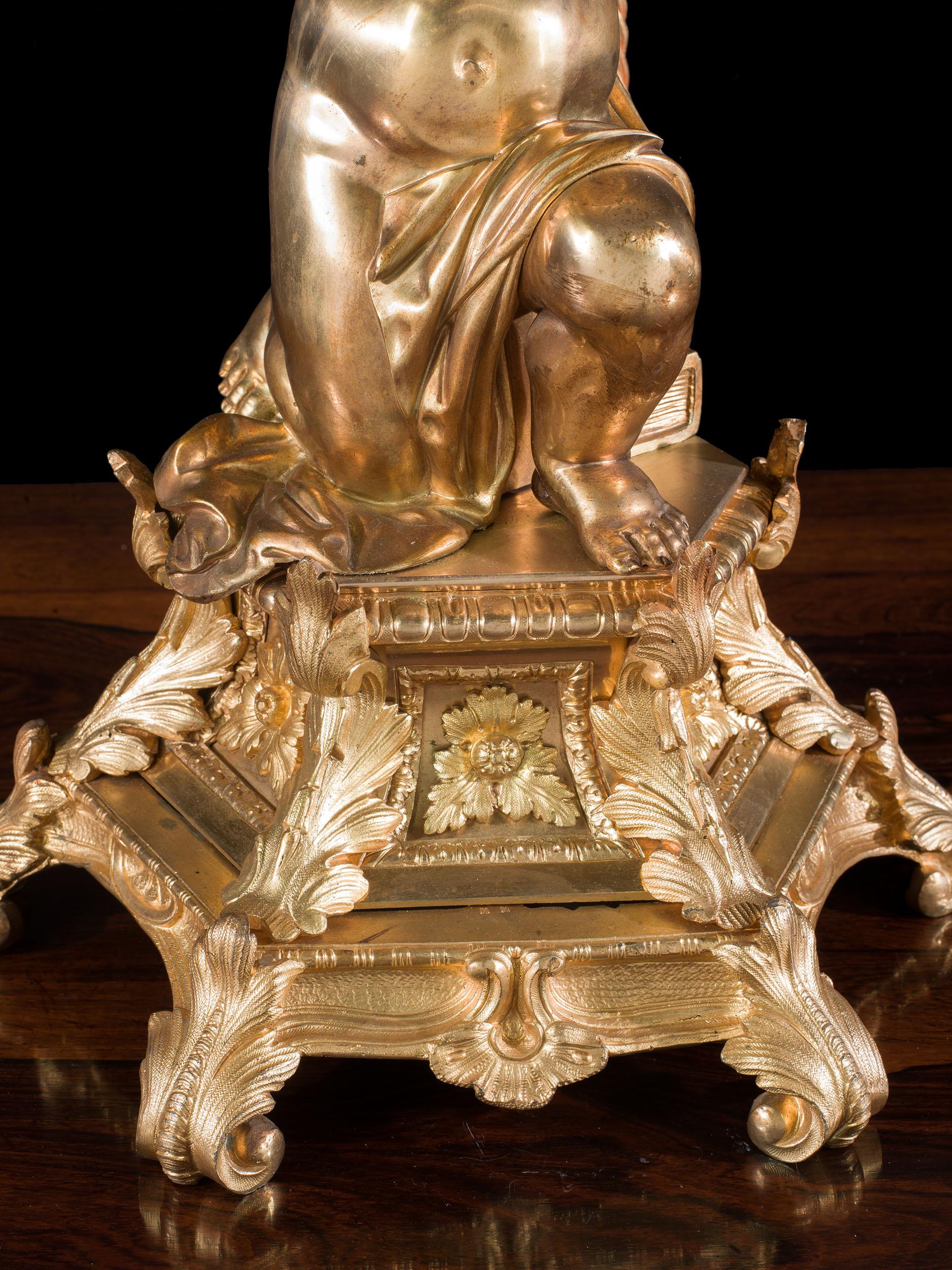 Cast 19th Century French Table Lamp in Ormolu For Sale