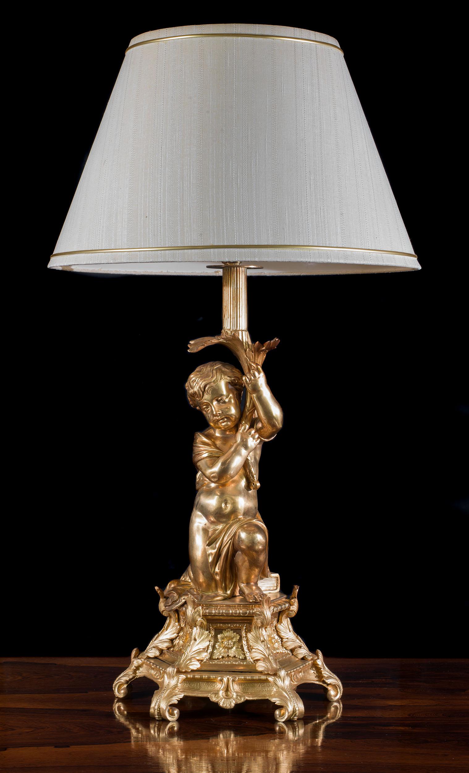 19th Century French Table Lamp in Ormolu For Sale 1