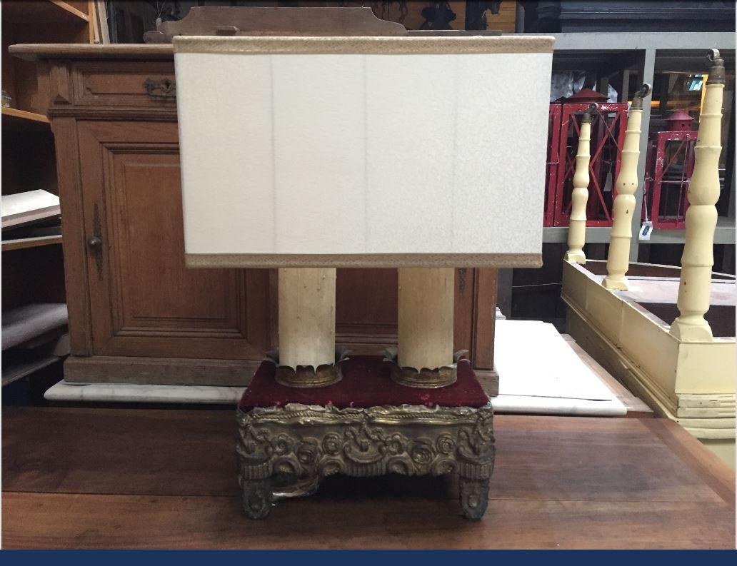 Victorian 19th Century French Table Lamp with Lampshade, 1890s For Sale
