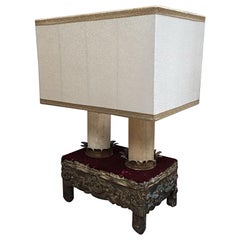 19th Century French Table Lamp with Lampshade, 1890s