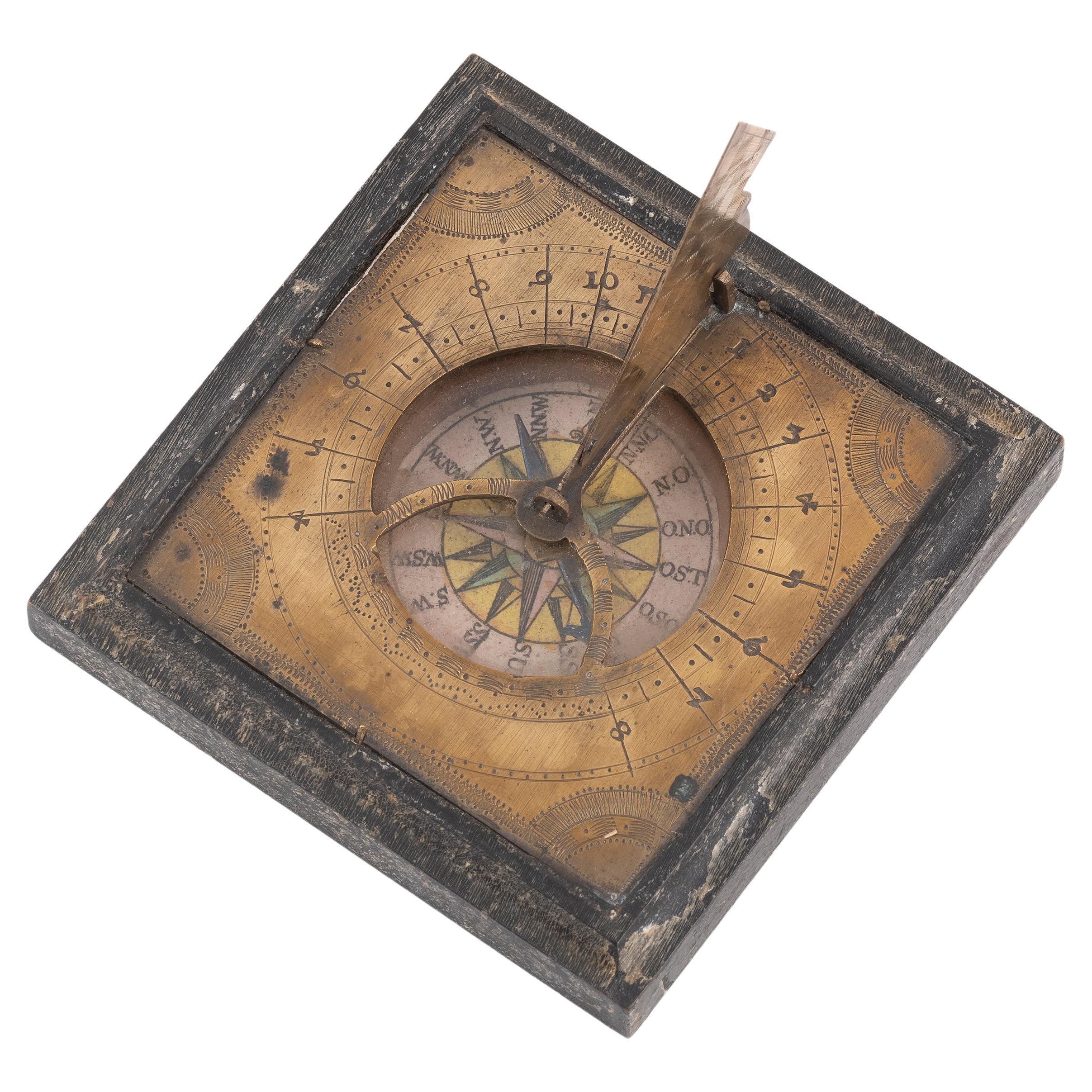 Französischer Tisch Sundial und Kompass aus dem 19. Jahrhundert
