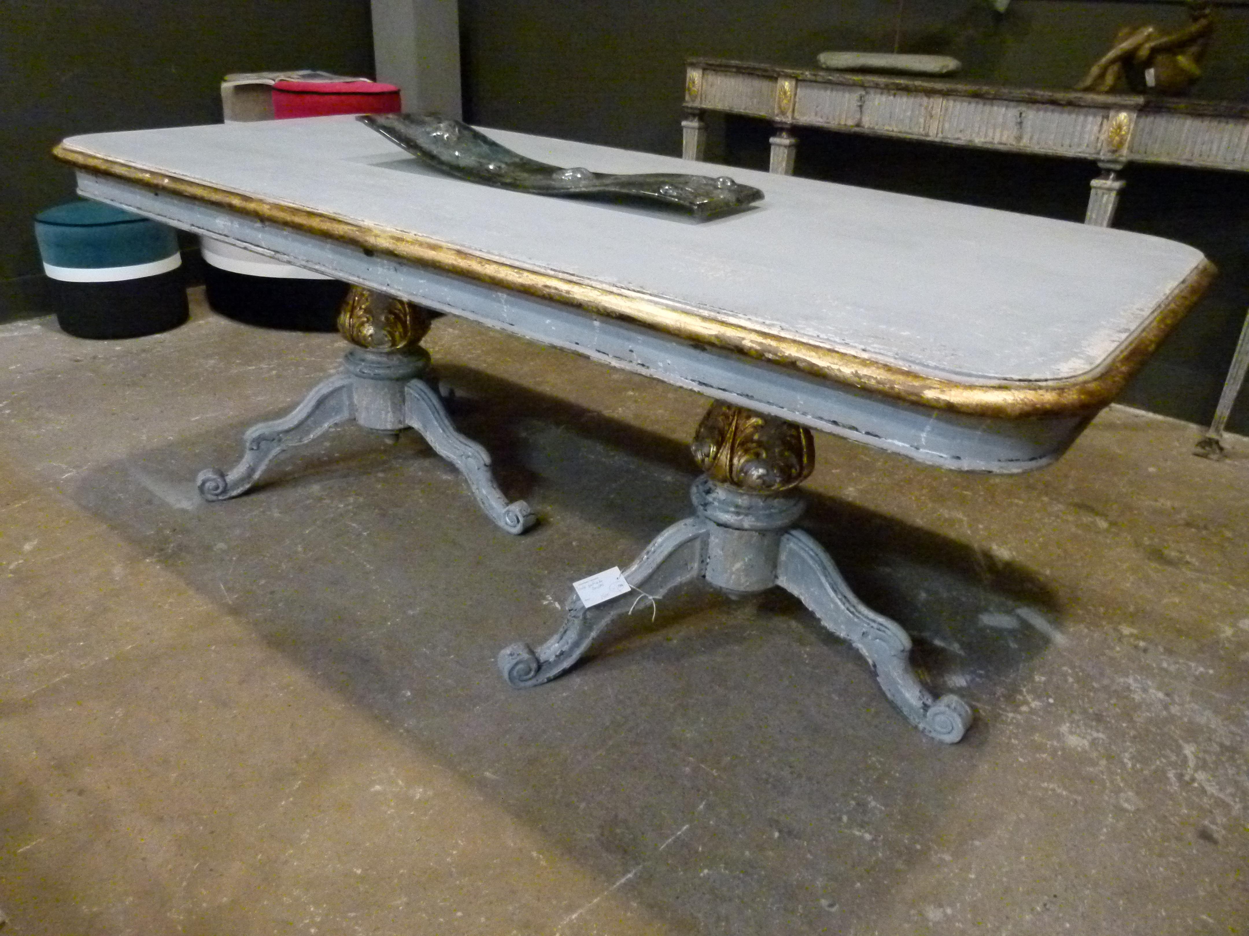 Country 19th Century French Table with Grey Color Patina