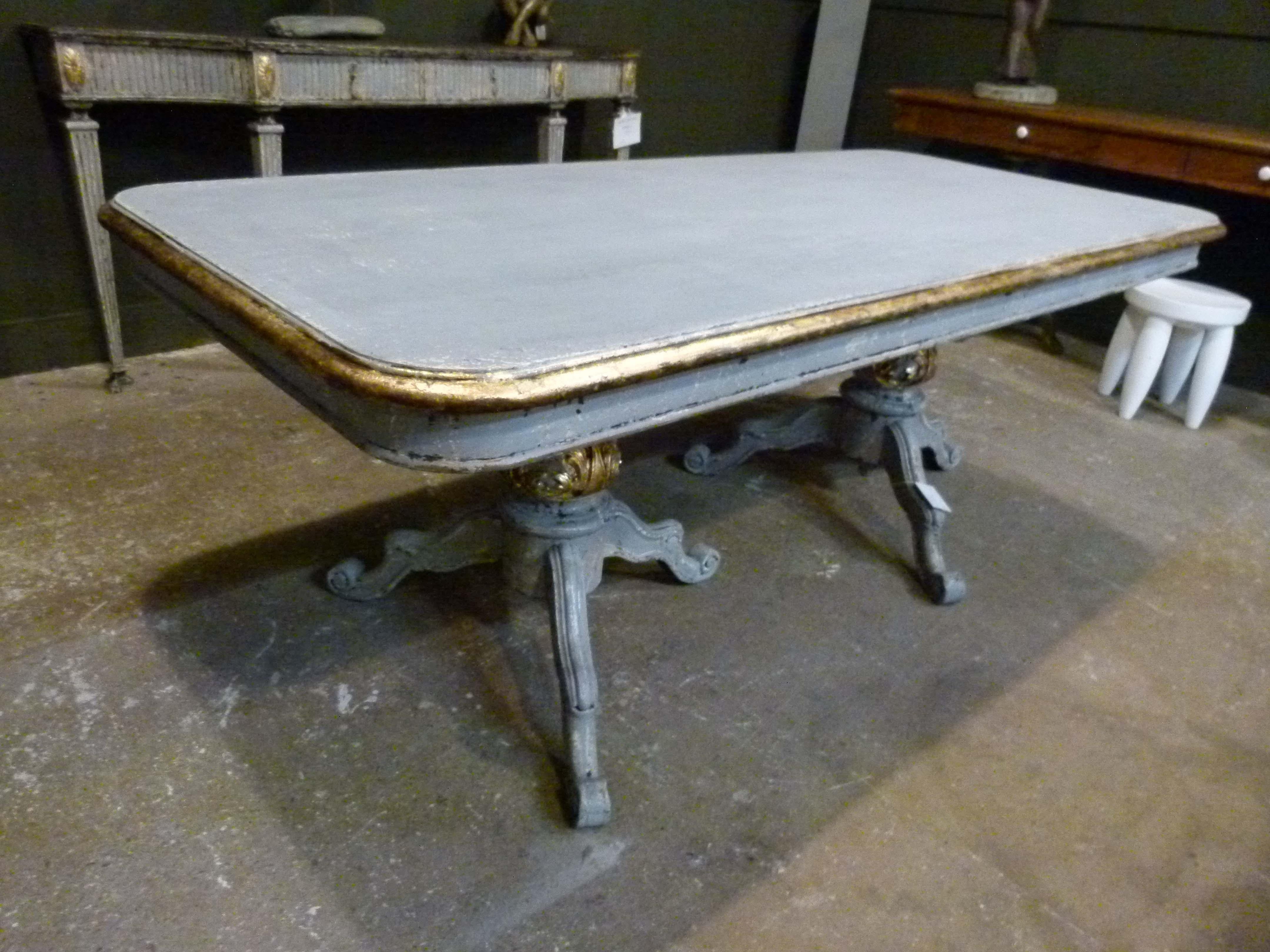 Wood 19th Century French Table with Grey Color Patina