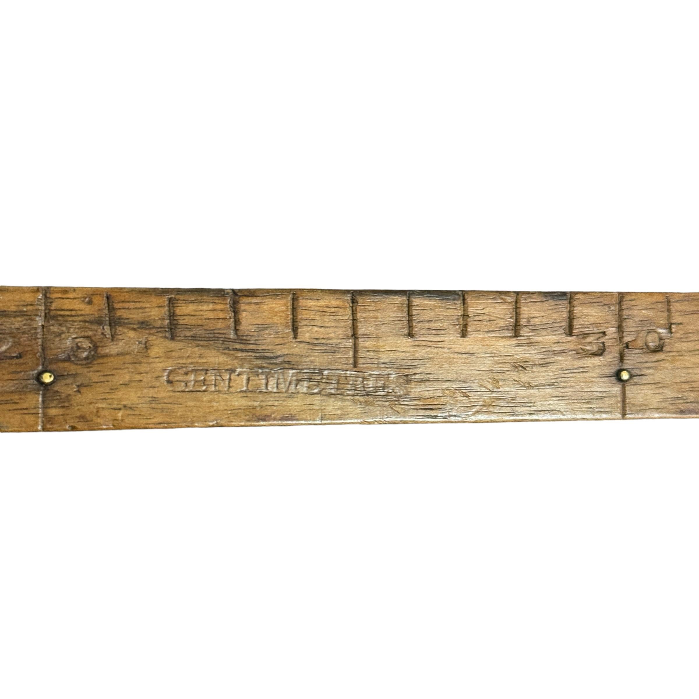 19th Century French Tailor's Meter Stick on Custom Wall Mount For Sale 1