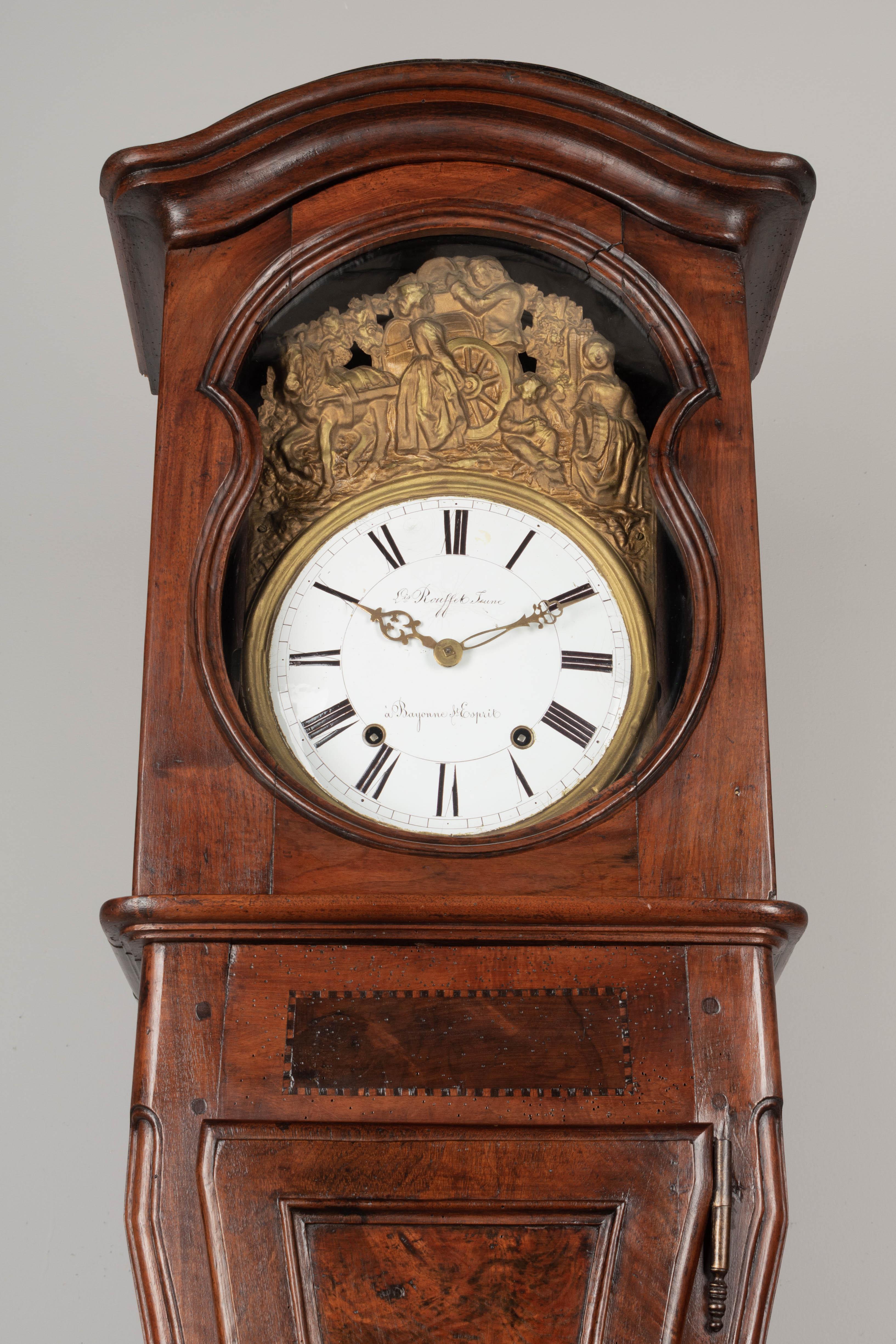 Émail Horloge à grand boîtier ou horloge de parquet française du XIXe siècle en vente