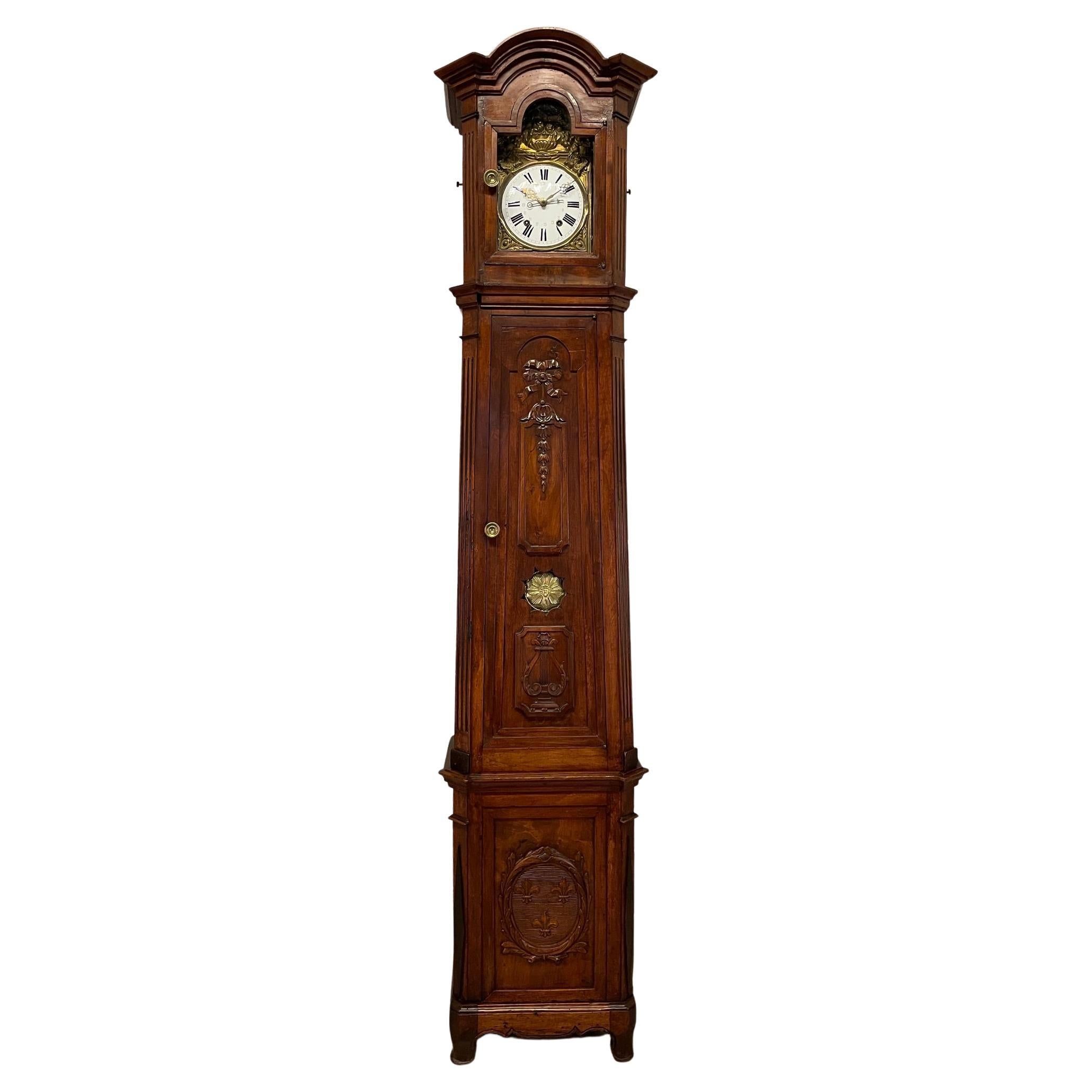 19th Century French Tall Case Clock or Horloge De Parquet For Sale