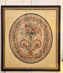 19th Century French Tapestry Cartoon – Basket With Floral Swag