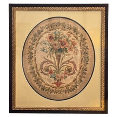 Cartone animato di arazzo francese del XIX secolo - Cestino con fascia floreale